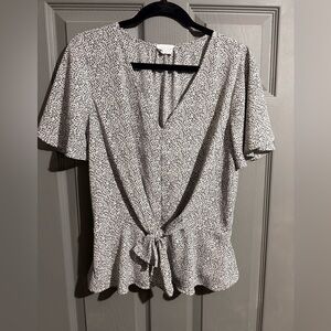 Sienna Sky Black and White Patterned Blouse with Front Tie Detail